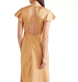 Zimmerman Frill Sleeve Maxi Dress Gold Size 10 for rent on The Volte - image 2