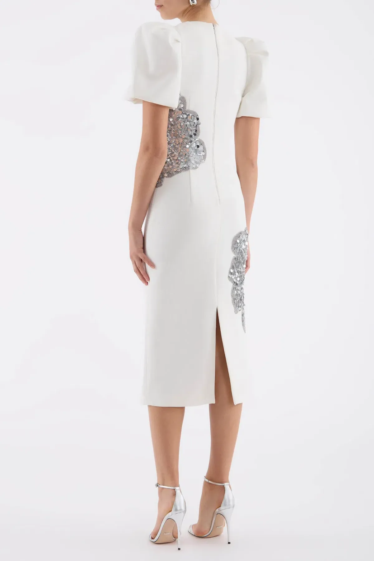 Rebecca Vallance Layana Midi Dress in Ivory Size 14 - Image 3