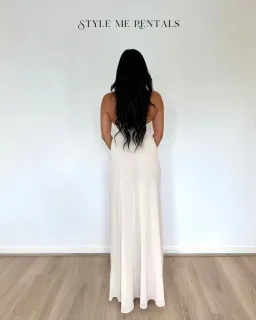 Helsa Studios Sheer Deep V Long Slip Dress Ivory Size XS / AU 6 for rent on The Volte - image 4