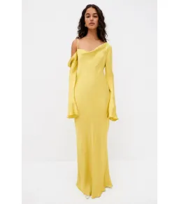 Shona Joy Sofia Asymmetrical Long Sleeve Maxi Dress Lime Size AU 8 for rent on The Volte - image 5