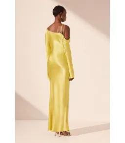 Shona Joy Sofia Asymmetrical Long Sleeve Maxi Dress Lime Size AU 8 for rent on The Volte - image 3