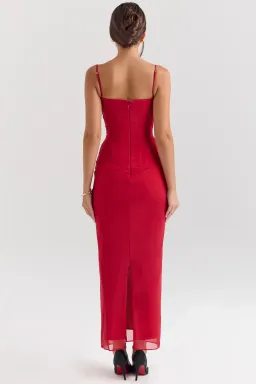 House of CB Nalini Mesh Corset Maxi Dress Holly Red Size S / AU 8 Regular cup for rent on The Volte - image 2