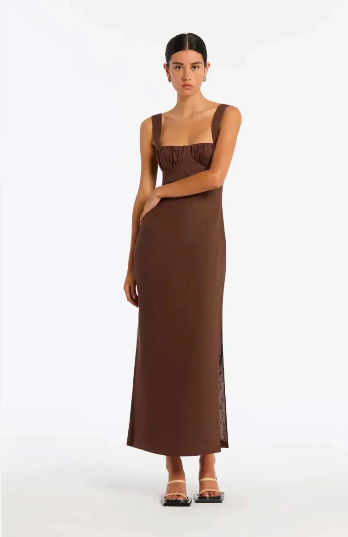 Sir the Label Bettina Linen Maxi Dress Brown Size 10/M - Image 1