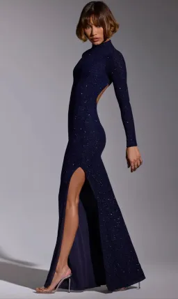 CELESTIA Embellished Long Sleeve Evening Gown in Royal Indigo AU 8 for rent on The Volte - image 6