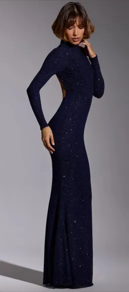 CELESTIA Embellished Long Sleeve Evening Gown in Royal Indigo AU 8 for rent on The Volte - image 3