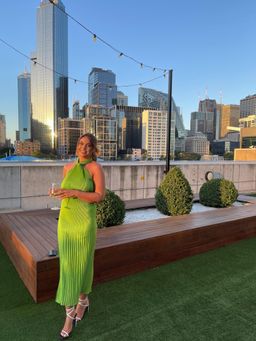 L'IDEE Soiree Halter Gown Green size 8  for rent on The Volte - image 3