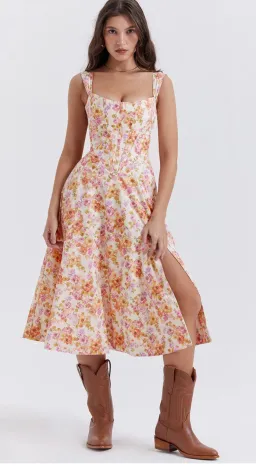 House of CB Saira Midi Sundress in Ivory Floral Size L for rent on The Volte - image 1