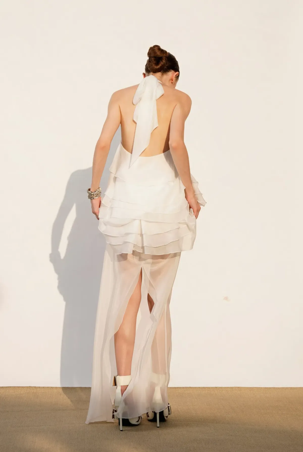 Datt Sunrose Ruffle Gown White Size 8 - Image 2