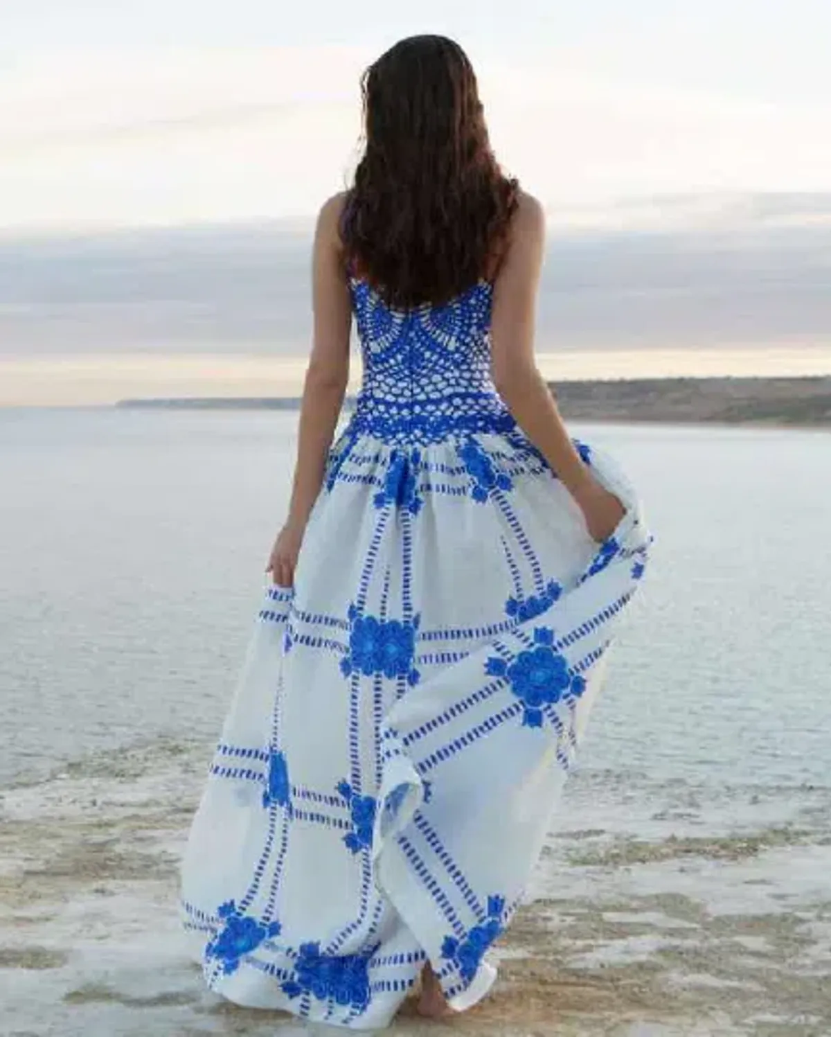 Aston Studio Cordelia Dress Mediterranean/Foam Size 10 - Image 3