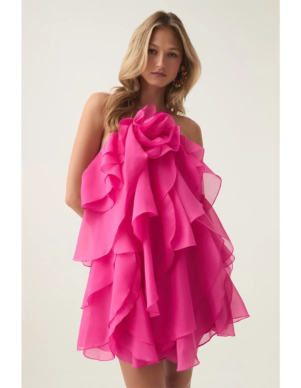 Aje Pandorea Layered Mini Dress Fuchsia Size 6 - Image 1