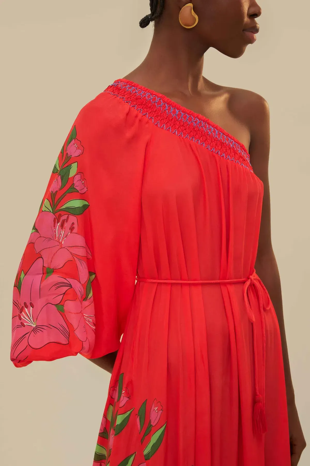 Farm Rio Summer Foliage Scarf Maxi Dress Red Size 12 - Image 5