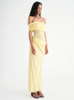 Benni Nico Off Shoulder Midi Dress Yellow Size 12 for rent on The Volte - image 2