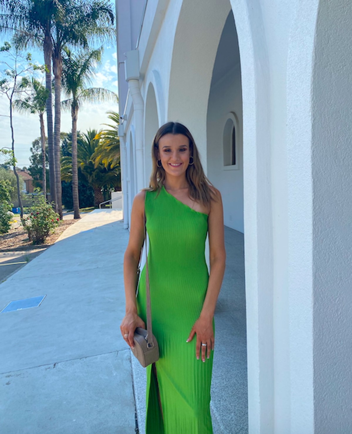 L'idee - Soiree One Shoulder Gown Green - Image 3