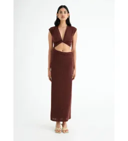 Benni Henri Twist Maxi Dress in Chocolate Size 8  for rent on The Volte - image 1