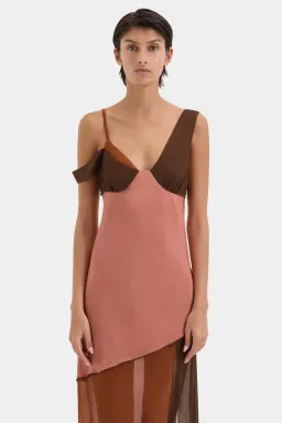 Sir the Label Halcyon Midi Dress Pink/Brown Almond Splice Size 6 for rent on The Volte - image 2