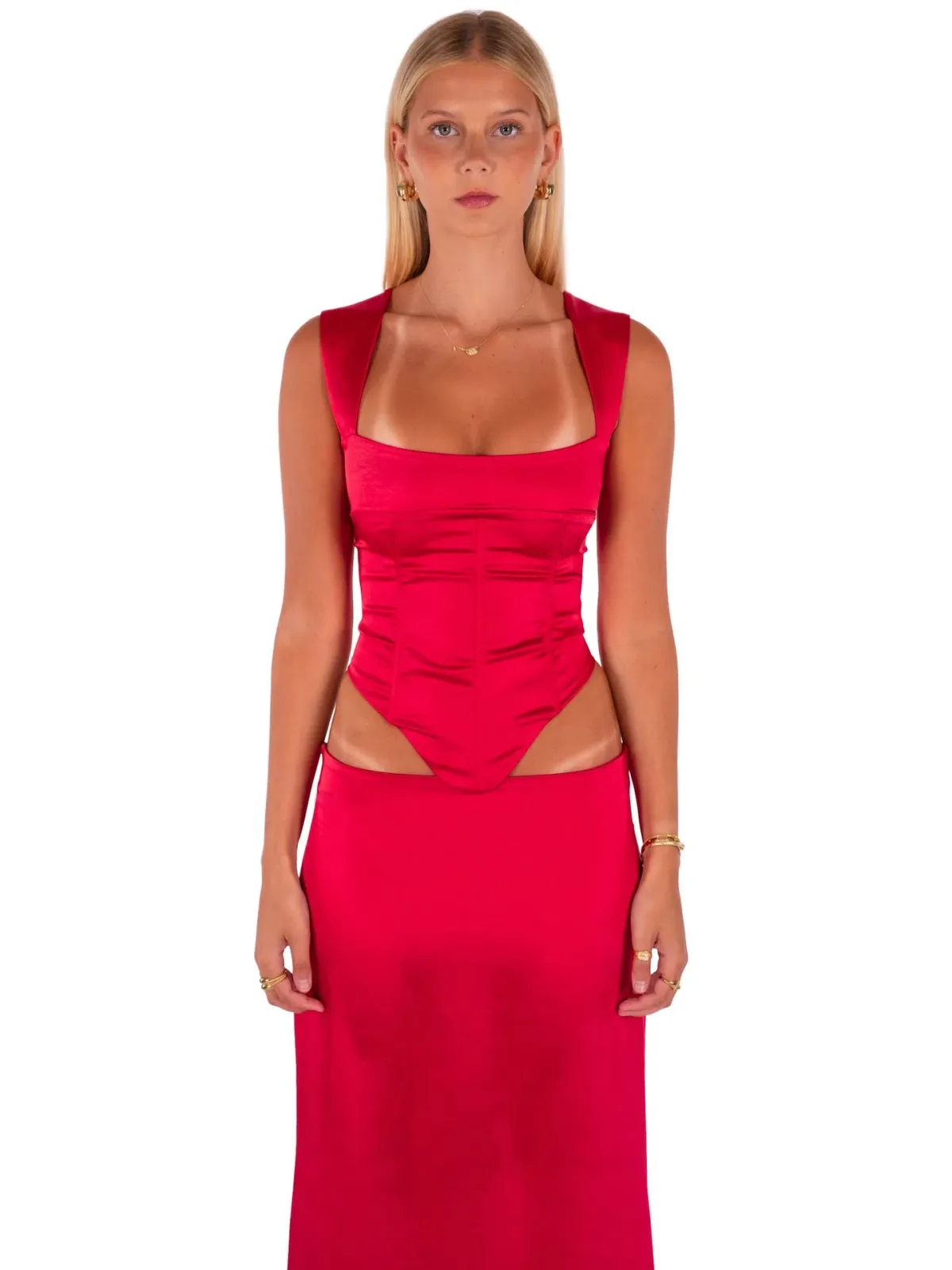 I Am Delilah Valerie Corset and Maxi Skirt Set Cherry Red Size S / AU 8 - Image 2