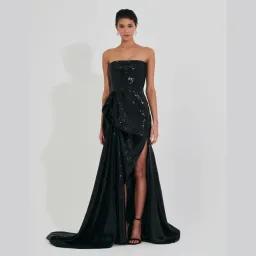 Meraki Official Nicole Sequin Strapless Ball Gown Black Size XS / AU 6 for rent on The Volte - image 4