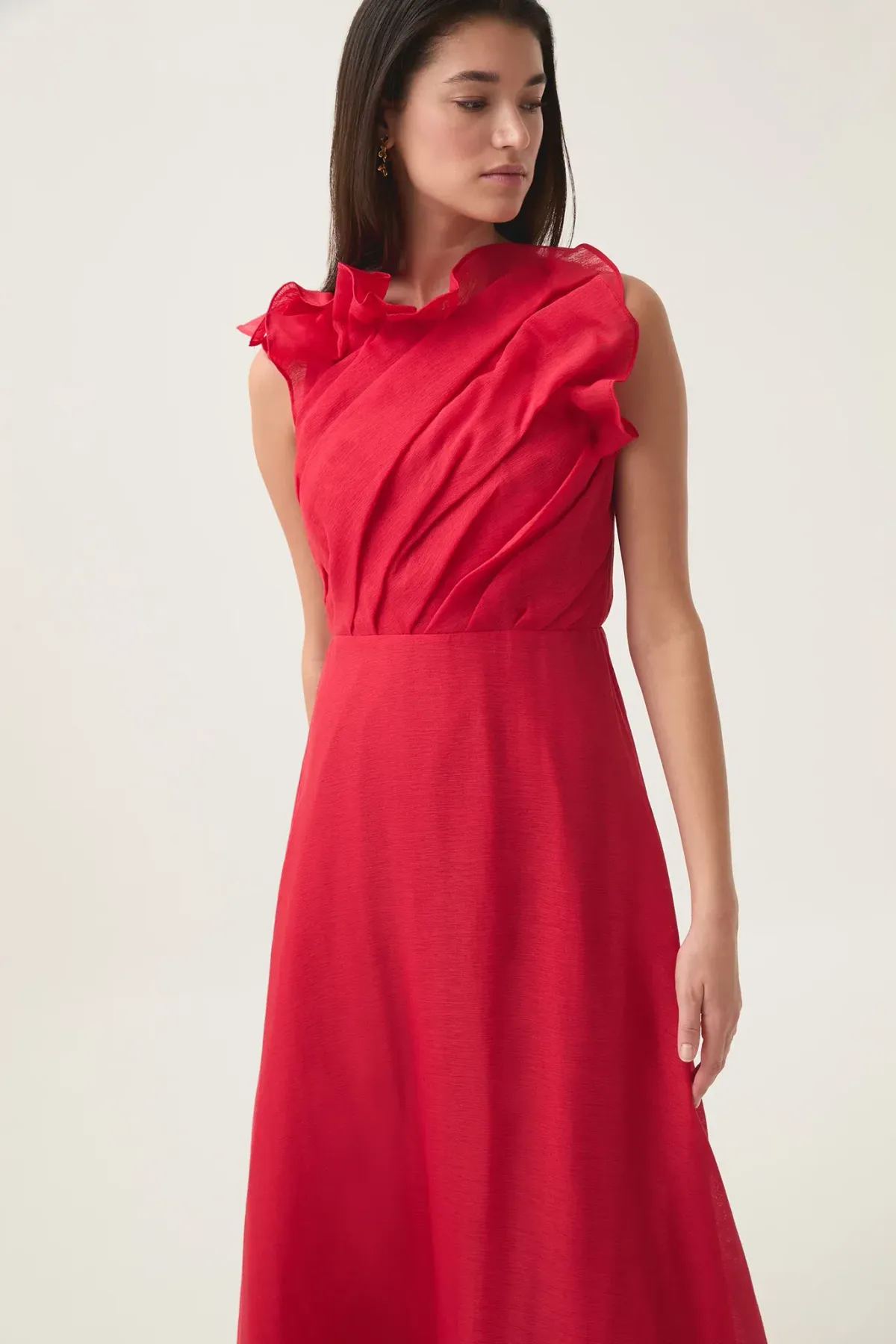 Aje Genesis Midi Dress Scarlet Red Size 12 - Image 2