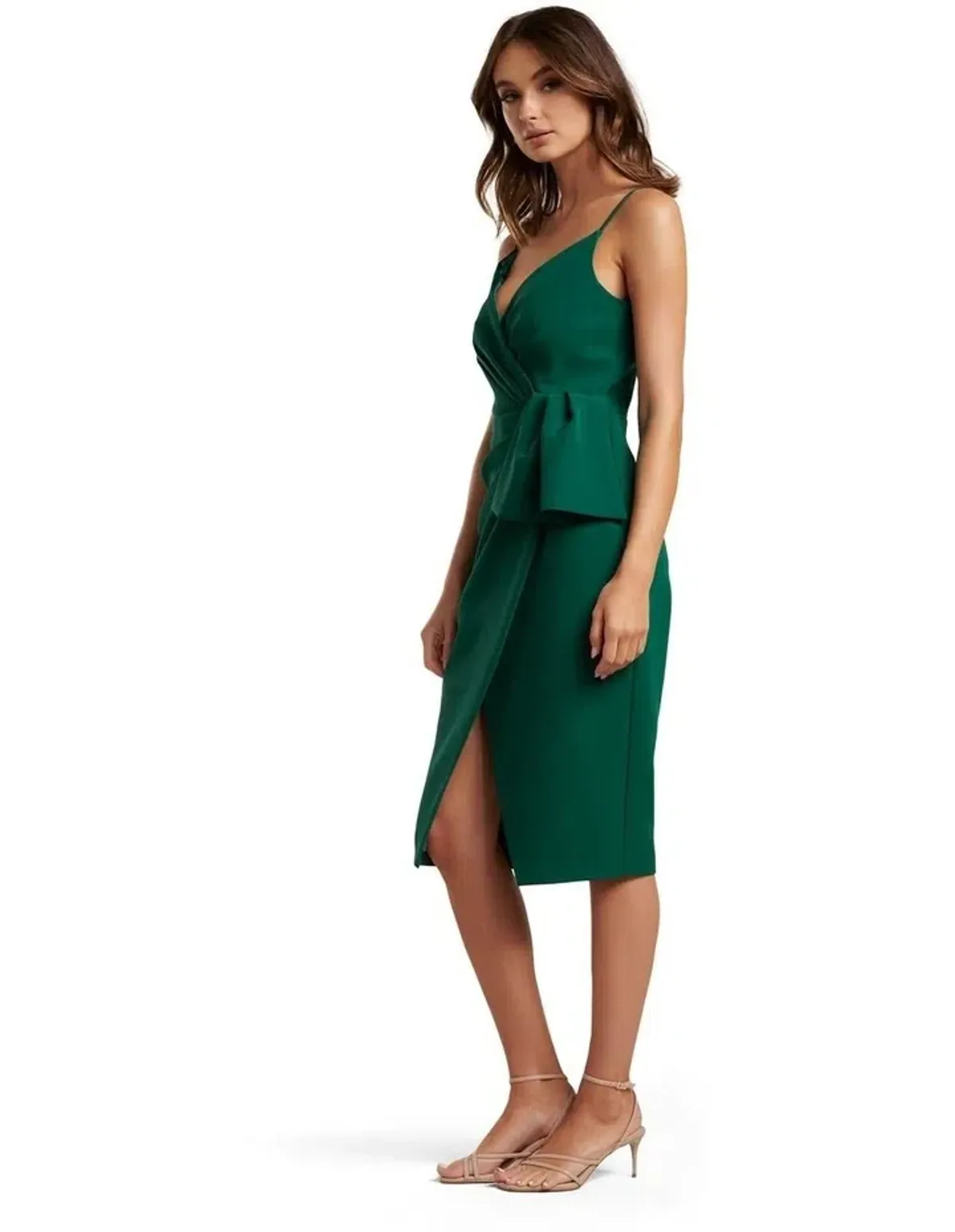 Forever New Alexis Wrap Midi Dress Green Size 12 - Image 4