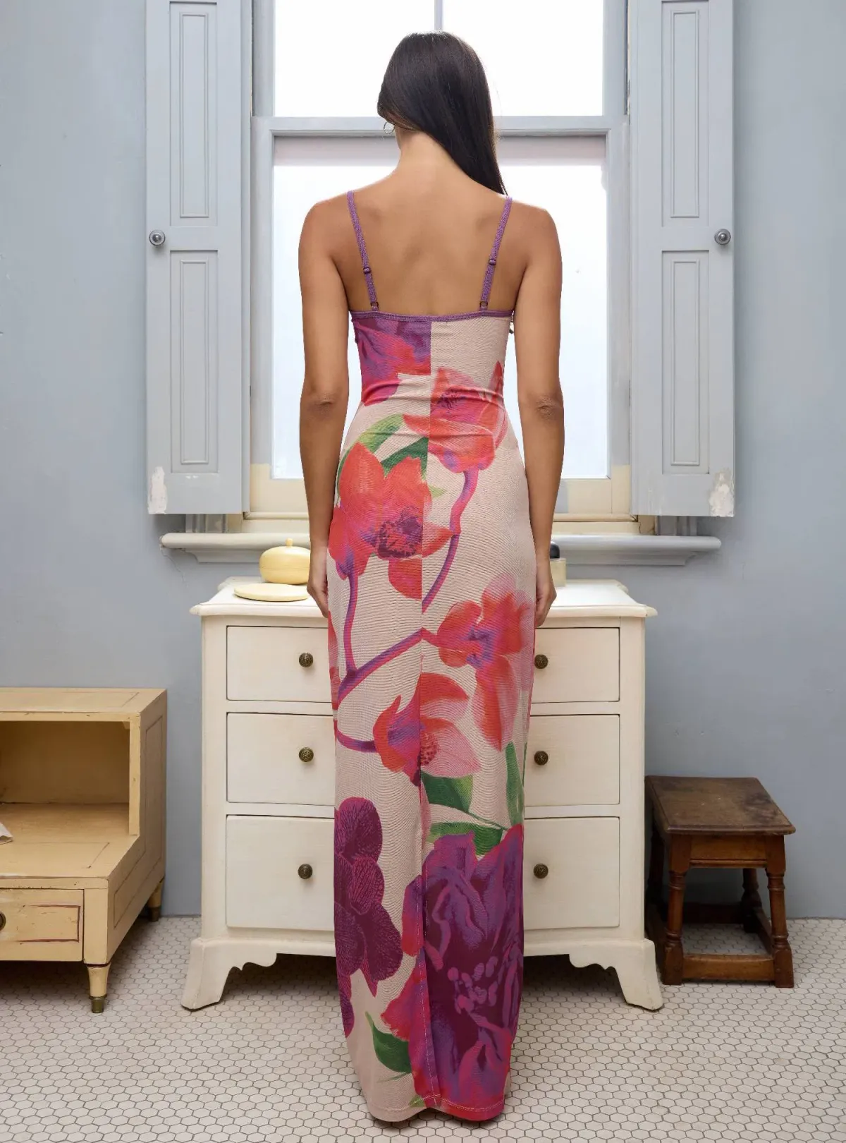 With Harper Lu Slip Dress Mesh Fuchsia Bloom Size S / AU 8 - Image 3