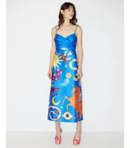 Alémais Guardian Silk Midi Dress Blue Size AU 10 for rent on The Volte - image 1