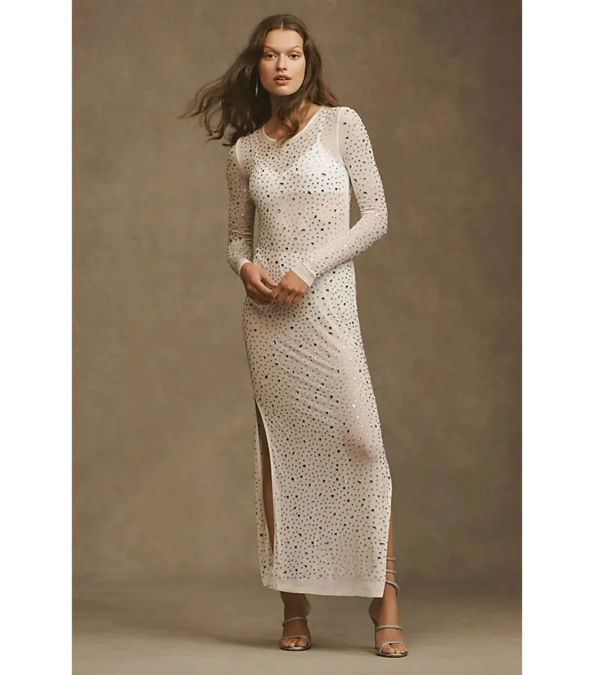 Lamarque Maret Rhinestone Mesh Dress Bisque Size XS / AU 6 - Image 1