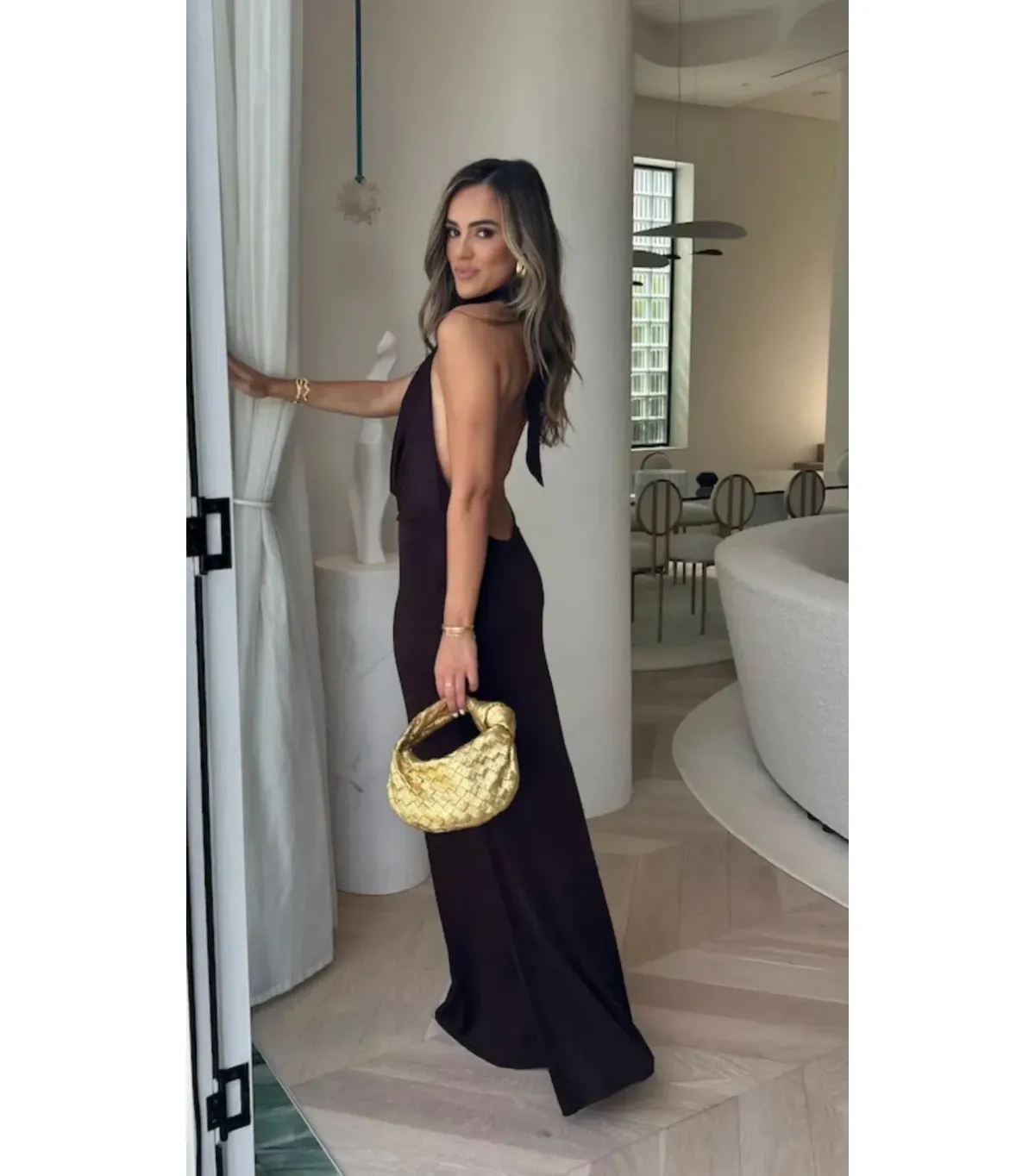 Sneaky Link Saint Plunge Maxi Dress Cocoa Size AU 8 - Image 2