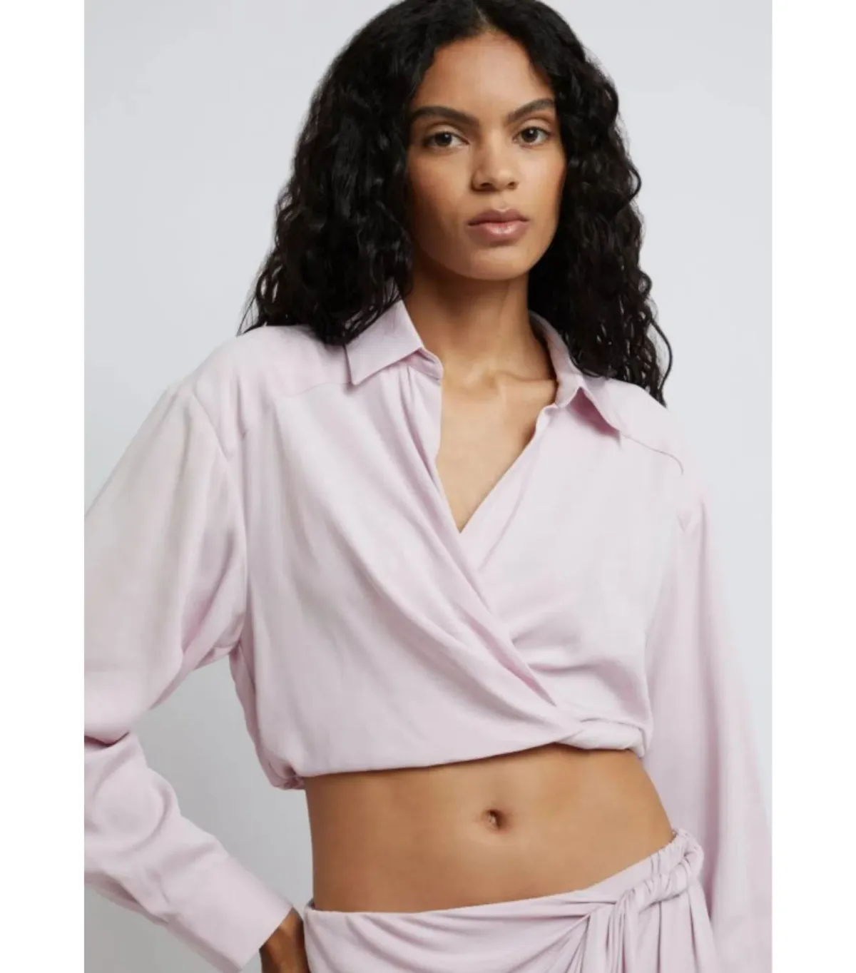 Christopher Esber Wrapped Cropped Blouse and Skirt Set in Blush Size AU 12 - Image 3