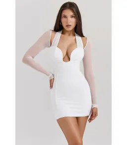 House Of CB Holly Plunge Mini Dress White Size XS / AU 6  for rent on The Volte - image 2