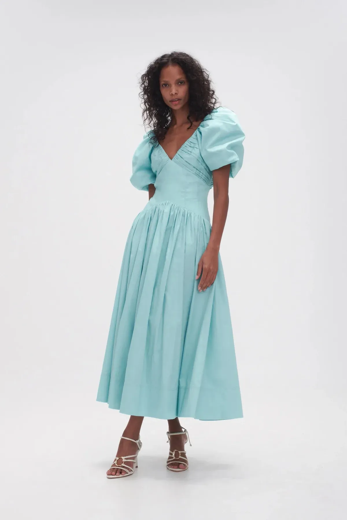 Aje Gabrielle Plunge Midi Dress Spearmint Blue Size AU 10 - Image 1