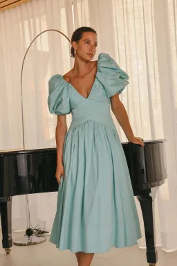 Aje Gabrielle Plunge Midi Dress Spearmint Blue Size AU 10 for rent on The Volte - image 5