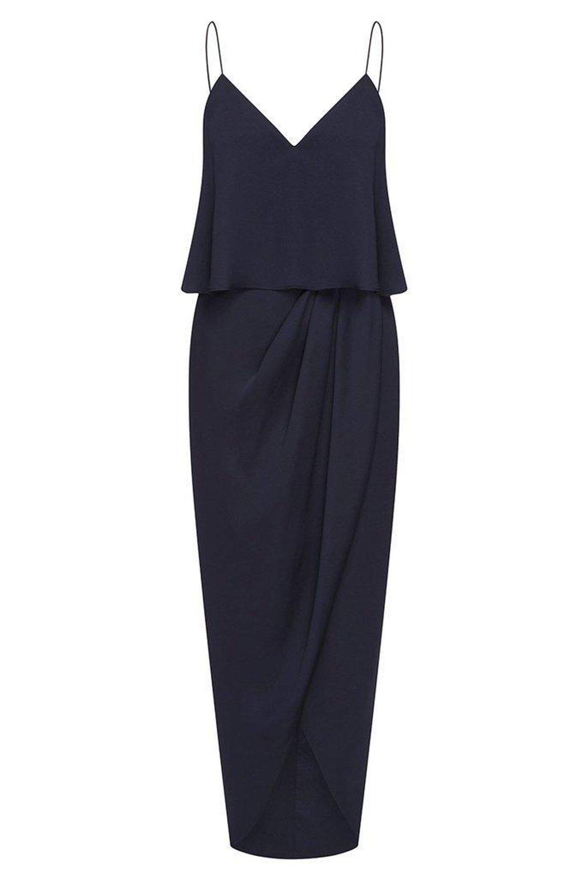 Shona Joy Luxe Cocktail Frill Dress in Sapphire Navy Size 12 - Image 3