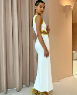 Sir the Label Evalina Cut Out Dress - Citrus/White - Size 1 (8) for rent on The Volte - image 3