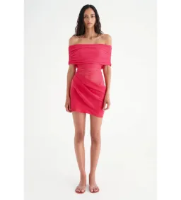 Benni Nico Off Shoulder Mini Dress Watermelon Size 6  for rent on The Volte - image 1