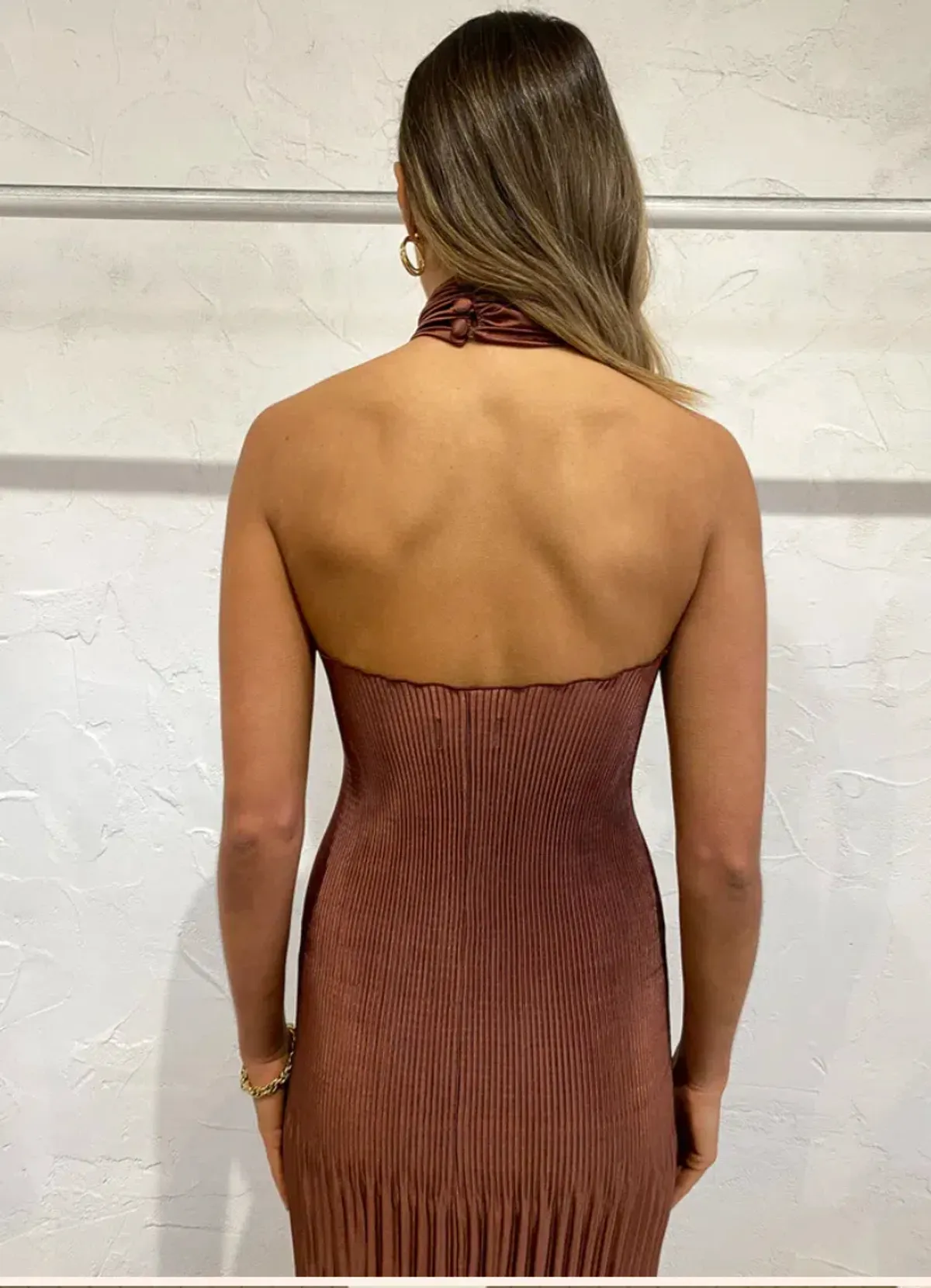 L'Idee Soiree Pleated Halter Dress in Chocolate Size 10  - Image 7