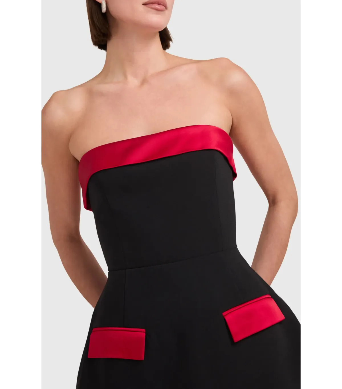 Amanda Uprichard Lucienne Skort Romper in Black/Ruby Capri Size S / AU 8 - Image 3