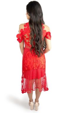 Thurley Red Midi Lace Dress 6 for rent on The Volte - image 2