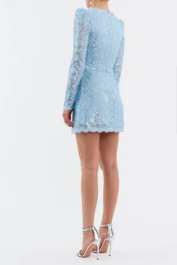 Rebecca Vallance Leyla Long Sleeve Mini Dress Blue Size AU 12 for rent on The Volte - image 3