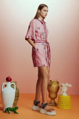 Alemais Timmy Embroidered Mini Dress Pink Size AU 12 for rent on The Volte - image 2