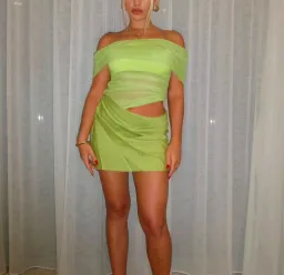 Benni Nico Off Shoulder Mini Dress Apple Size S / AU 8 for rent on The Volte - image 5