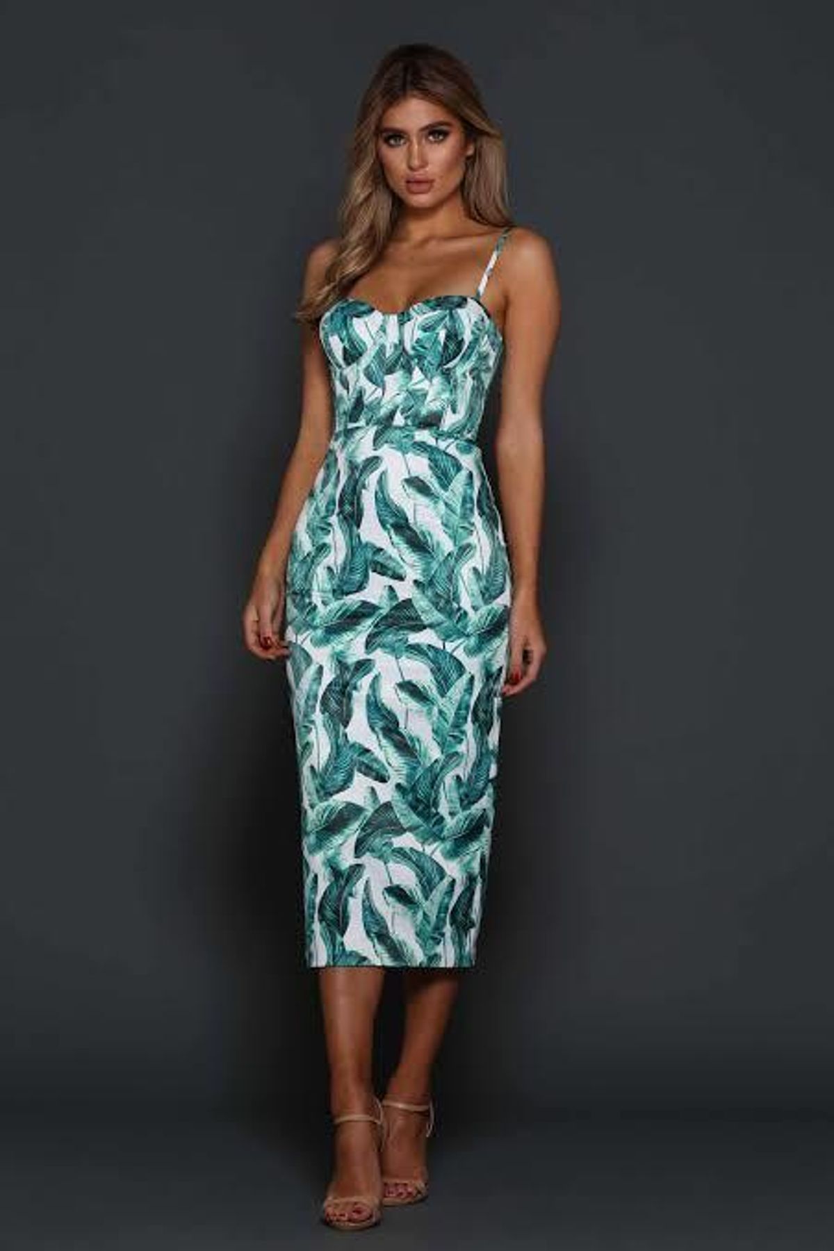 Elle Zeitoune Alannah Tropical Palm Dress Size 14 - Image 1
