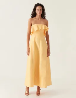 Aje Shallows Strapless Gown Marigold Yellow Size AU 10 for rent on The Volte - image 1