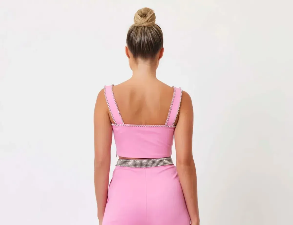 Bianca & Bridgett Hazel Crop Top & Riley Pant Set Pink Size 8  - Image 5