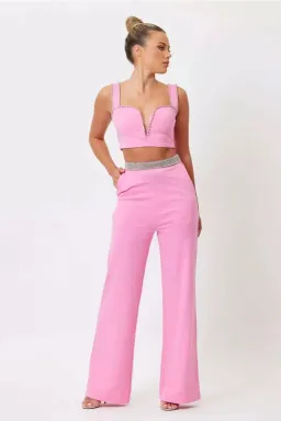 Bianca & Bridgett Hazel Crop Top & Riley Pant Set Pink Size 8  for rent on The Volte - image 1