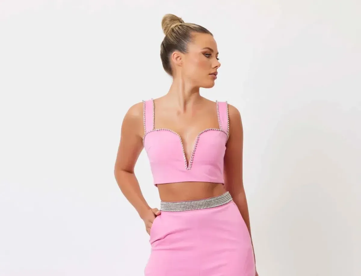 Bianca & Bridgett Hazel Crop Top & Riley Pant Set Pink Size 8  - Image 4