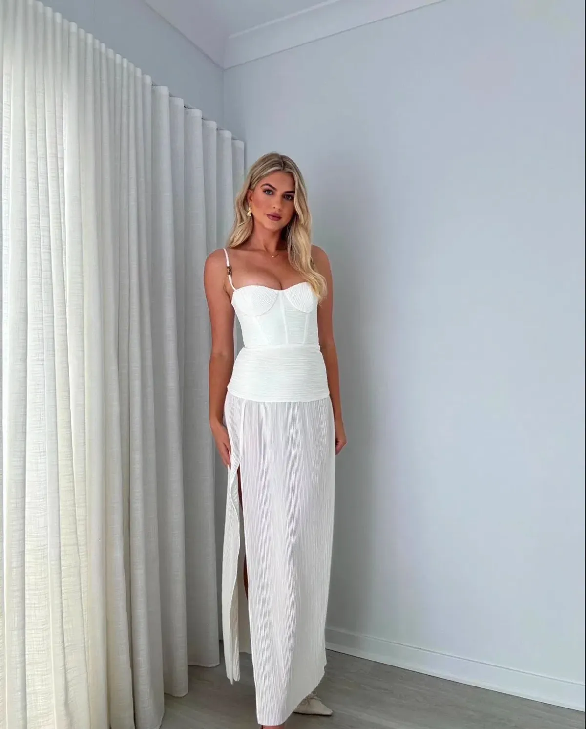 Manning Cartell Double Pleated Maxi Dress White Size 8 - Image 1