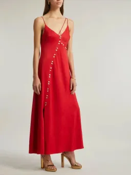 Aje Riddle Button Down Maxi Dress Red Size S / AU 8 for rent on The Volte - image 2