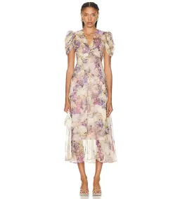 Zimmermann The Lyrical Gather Sleeve Midi in Dreamy Floral Size 0/Au 8 for rent on The Volte - image 1