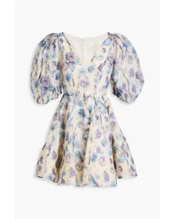 Zimmermann Tama Puff Sleeve Mini Dress Cornflower Blue Size 3 / AU 14 for rent on The Volte - image 3