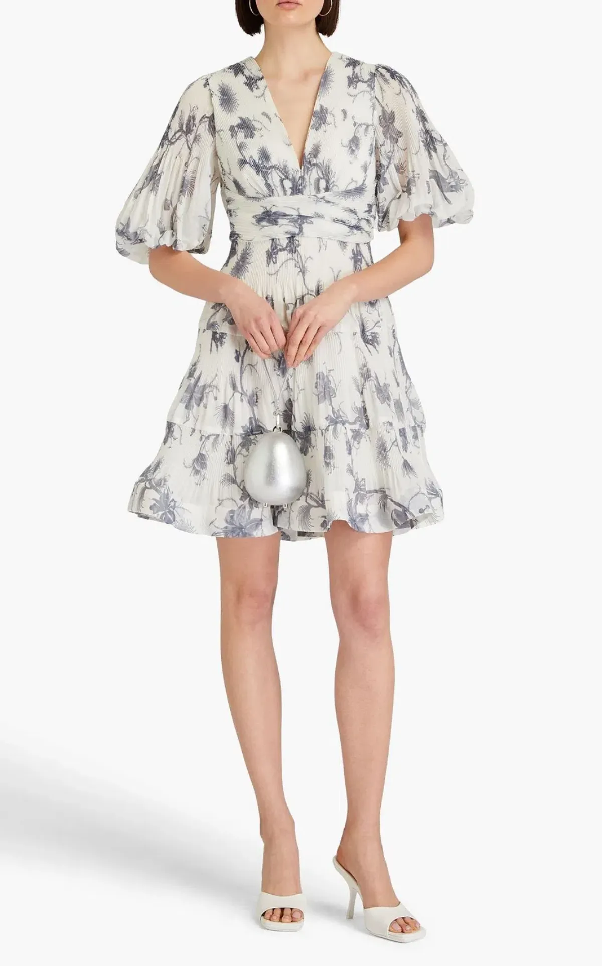 Zimmermann Pleated Mini Dress Keira Navy Size 3 / AU 14 - Image 2